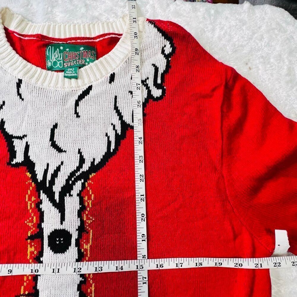 Ugly Christmas Sweater Womens Red White Santa Suit Knit Holiday Sweater XL NWOT - Picture 2 of 6